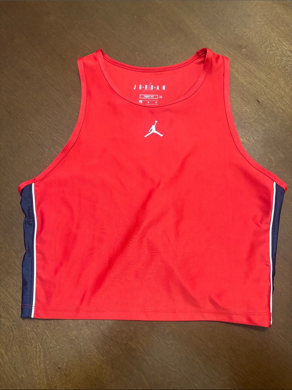 Jordan Red Tank Top with Navy Side Panels